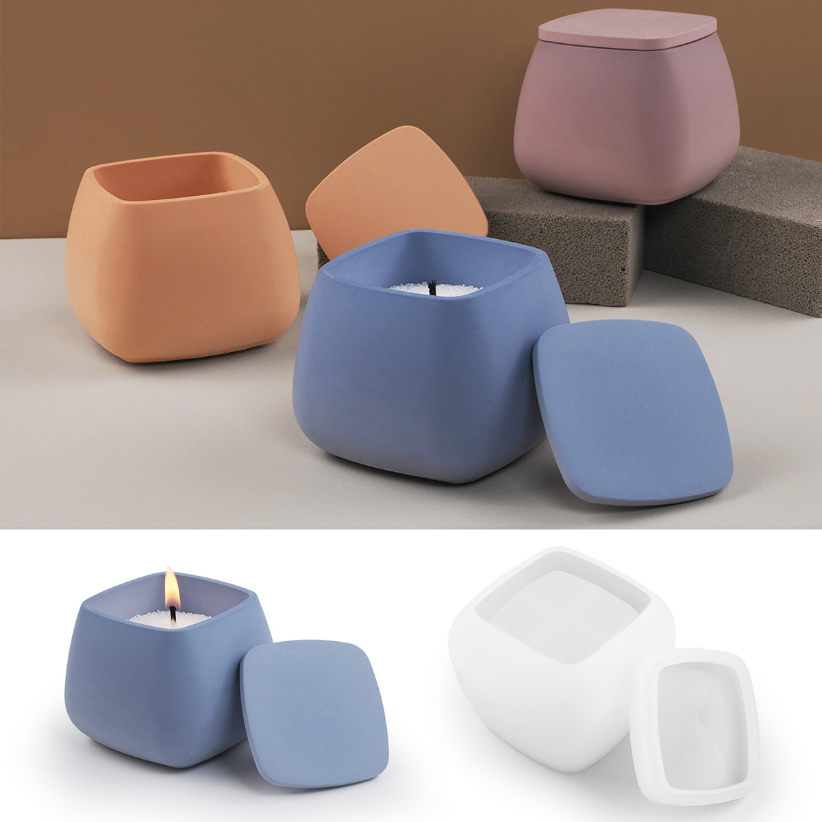 Kraft Box Candle - Molde de silicone para jarra de