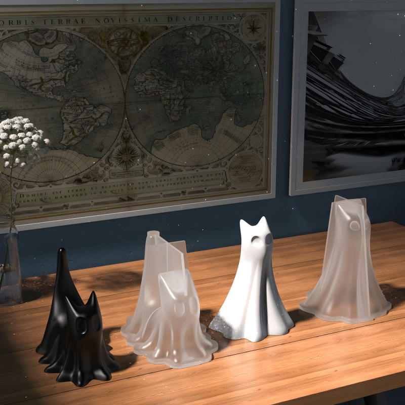 Gato fantasma halloween deskto - Candle Making Moulds avaliação e preço