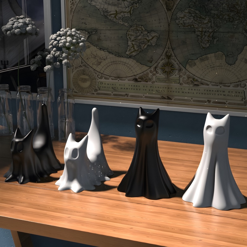 Gato fantasma halloween deskto - Candle Making Moulds avaliação e preço