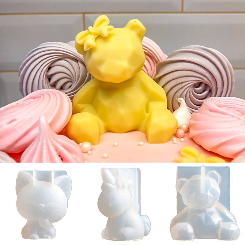 3D Stereo Urso Silicone Mold,  - Candle Making Jelly avaliação e preço